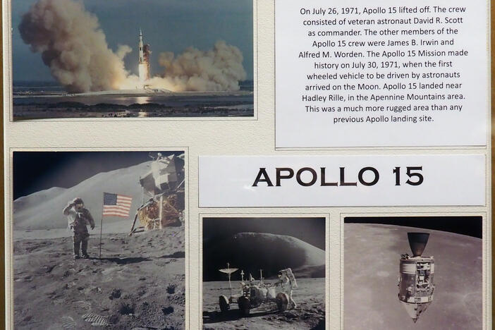 A collage of photos from the 1971 Apollo 15 moon mission